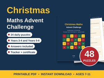 KS2 Christmas Maths Advent Challenge: 24 Puzzles + Answers