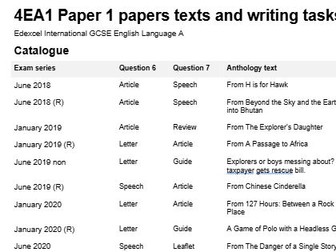 4EA1 Paper 1 - Past Paper - Revision Booklet by Year