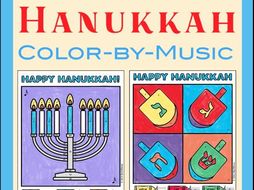 Hanukkah Colour-By-Music Note Worksheet