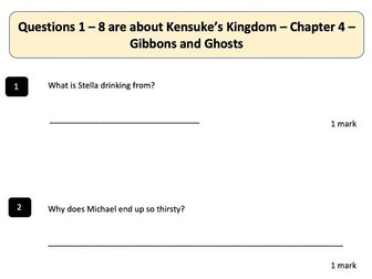 SATS style reading practice Year 6 Kensuke's Kingdom