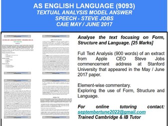 SAMPLE TEXT ANALYSIS OF SPEECH BY STEVE JOBS: CAIE AS ENGLISH LANGUAGE (9093)