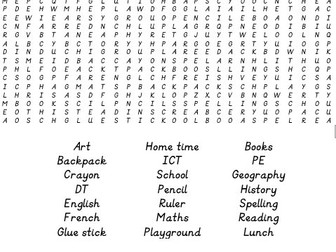 Back to school wordsearch