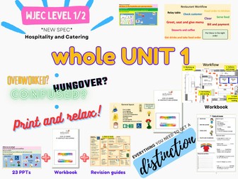 WJEC Level 1/2 Hospitality and Catering NEW SPEC - WHOLE UNIT 1