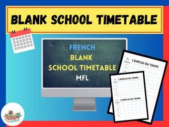 FRENCH Blank School Timetable