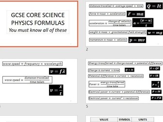 Formula and units - wall display