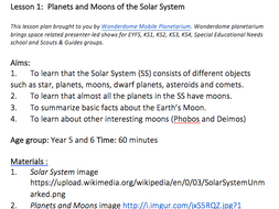 Primary Science Ks2 Moons And Solar System Lesson Plan By