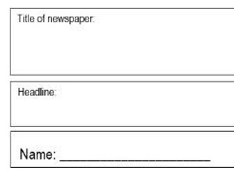 Newspaper Report Planning Template