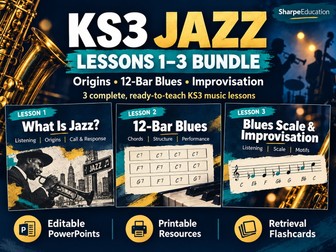 Jazz Lessons 1–3 Bundle | Origins, 12-Bar Blues & Improvisation | KS3