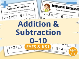 Addition and Subtraction Worksheets 0–10