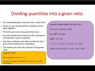 Ratios and Proportions powerpoint - GCSE maths