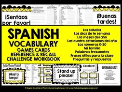 SPANISH VOCABULARY CARDS #1 | Teaching Resources