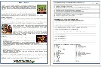 Festivals and Special Holidays Around The World - Reading Comprehension