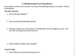 To Kill A Mockingbird Introductory Lesson - Fact-Finding Mission