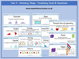 Year 4 Geometry Vocabulary Cards