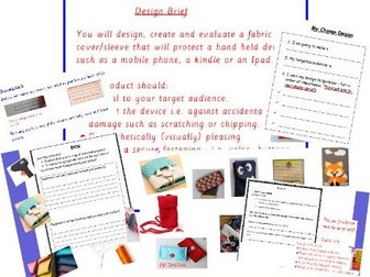 KS2 Design Technology Textiles Mobile Phone/Electronic Device Cover - Flipchart and Powerpoint
