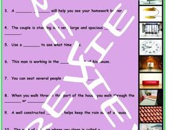 House Rooms and Furniture 3 Photo Worksheet Set
