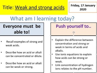 C5.8 Strong and weak acids AQA Triple Chemistry only