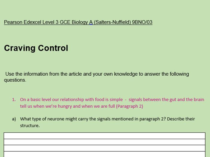 Biology as past papers edexcel salters nuffield