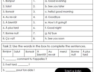 French Cover - Greetings – Year 7