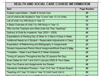 Level 3 Health & Social Care  Extended Diploma Student Handbook  2024 - 2025 (Year 12)