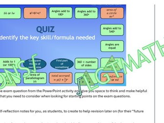 GCSE Revision Exam Qs v Formula Quiz PPt - Question Provided - ready to go
