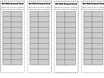 Art Club Reward Card Template