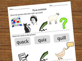 Differentiated Phonics Worksheet - qu sound