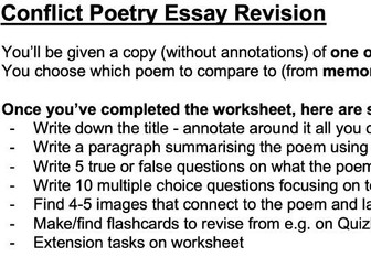 Edexcel Conflict Poetry Revision
