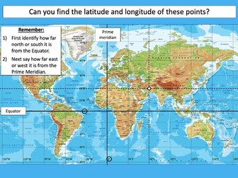Finding latitude and longitude coordinates on a world map - KS2/KS3