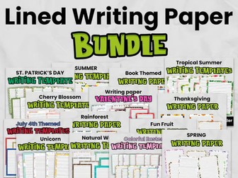 Seasonal Lined Writing Paper Bundle | Printable Writing Templates with Borders | KS1 & KS2 Bulletin Board Display Pages