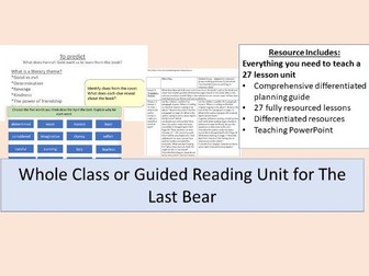 The Last Bear Complete Reading Unit (28 fully resourced lessons)