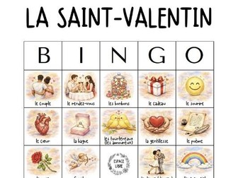 French Valentine's Day Bingo Game • 36 Words  • 50 Illustrated Cards