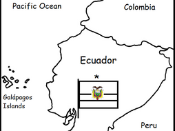 ECUADOR - Printable handouts with map and flag to color