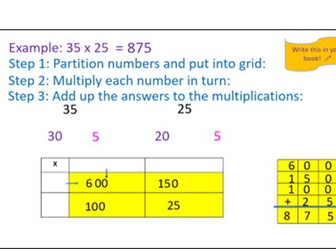 Animation showing how to complete grid multiplication