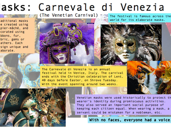 Art & Design - Cultural Masks Worksheets - VENETIAN CARNIVAL