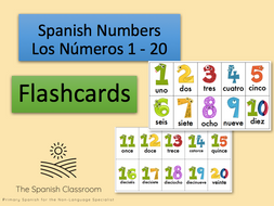 Numbers 1 - 20 in Spanish Flashcards | Teaching Resources