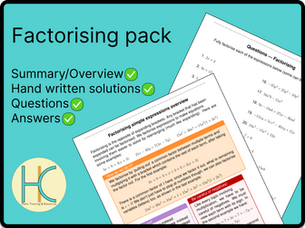 Factorising Questions, Worked Examples, Overview
