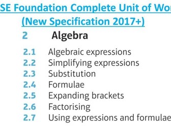 GCSE Foundation (Unit 2): Algebra