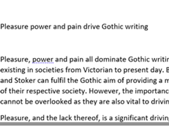 A* Gothic comparative essay