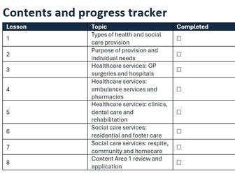 NCFE Level 2 Tech Award Health and Social Care Lessons and Workbook