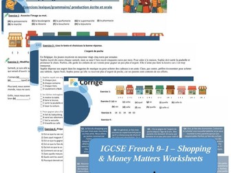 Shopping Money Matters Worksheets