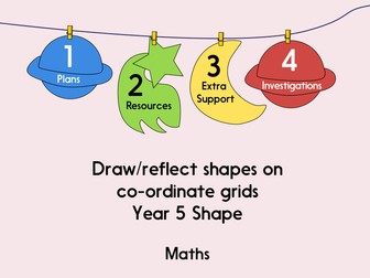 Draw/reflect shapes on co-ordinate grids (Year 5 Shape)