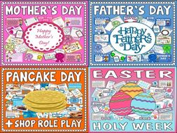 *BUNDLE* 4 CELEBRATIONS - MOTHER'S DAY, FATHER'S DAY, PANCAKE DAY, EASTER