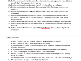 A Level Philosophy Question Bank Moral Philosophy