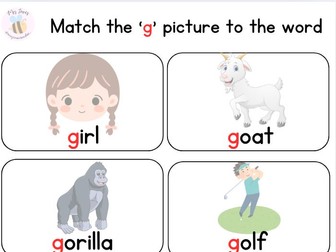 Initial Sound Matching Activities - g, o, c, k