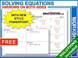 Equations with 'x' on both sides (Worksheet Bundle)