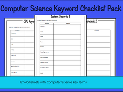 Computer Science Keyword Checklist Pack  Teaching Resources