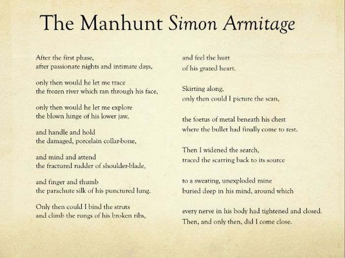 Stanza By Stanza Analysis Of 'The Manhunt' By Simon Armitage | Teaching ...