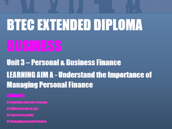 BTEC Business Level 3 Unit 3 Personal & Business Finance Learning Aim A Exam Practice