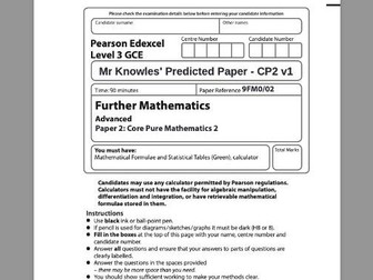 Core Pure 2 - Predicted Paper 2022 v1 (Further Maths A-level)